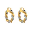 Trendy Two Tone ed Hoop Earring Jewelry Exquisite Women Fashion Earrings280H