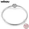 Brazalete de lujo 100% Plata de Ley 925 con corazón brillante, cadena de serpiente, pulsera con dijes originales, brazalete para mujer, joyería fina XCHS916 231005