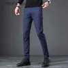 Herrbyxor 2023 Spring Autumn Business Dress Pants Men elastic midja frostat tyg avslappnad byxor formell social kostym byxdräkt homme j231006