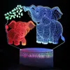 Настольные лампы серии Animal LED Night Light Touch Трехцветный динамический визуальный сова Eagle Butterfly 3D Настольная лампа Подарки для детей Декор спальни YQ231006