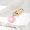 Key Rings Turkish Evil Eye Keychain Keyring Women Men Enamel Lucky Blue Bag Car Box Phone Charm Ring Drop Delivery Jewelry Dhgarden Dhaxx