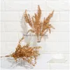 Couronnes de fleurs décoratives 1Bunch Gold Sier Fleur artificielle Simation Feuille Faux Plante Ornement de Noël Couronne Boîte-Cadeau Ornement Pa Dhgki