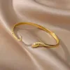 Bangle Punk Snake Bangles For Men Women Open Gold Color Stainless Steel Animal Snake Cuff Bracelets Gothic Party Jewelry Accessories 231006