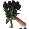 Decoratieve Bloemen Kransen 10 Stuks Real Touch Black Rose Gesimuleerde Nep Latex Rozen 43Cm Voor Feest Kunstmatige Drop Levering Huis tuin Fe Dhguc