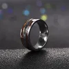 Cluster Ringen Hout Inleg Titanium Staal Voor Mannen 8 Mm Abalone Shell Wolfraamcarbide Ring OBSEDE Mode Mannelijke Sieraden Accessoire 5-1226b