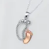 Crystal Big Small Feet Pendants Halsband Mamma Baby Monthers Day Gift Jewelry Simple Charm Chain Neckless Jewelry Gift261Q