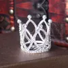 Pinzas para el cabello para niños, corona pequeña, Tiara, peines, moda, Metal transparente con diamantes de imitación para niñas