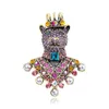 Designer Luxury Brooch Medieval Vintage Full Diamond Bear Palace Style Light Luxury Heavy Industry Animal Series Crown Brooch