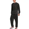 Heren Nachtkleding Tribal Print Pyjama Lente Vintage Ring Esthetische Nachtkleding Heren Tweedelige Patroon Lange Mouwen Elegante Pyjama Sets