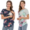 Maternity Tops Tees Women Pregnant Maternity Casual Clothes Nursing Tops Breastfeeding T-Shirt Pregnancy Maternity Flowers Striped Short Sleeve 231006