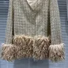 Giacche da donna Moda autunno Vestibilità ampia Maniche lunghe Imitazione lana di agnello Cappotto con giunture Giacche di tweed di seta brillante di lusso per donna 231006