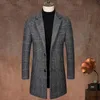 Herr ull blandar högkvalitativ blazer Men förlängda italiensk stil elegant mode enkel affär casual gentleman's monterade trenchrock 231005