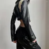 Women's Jackets Qnvigo Leather Clothes Motorcycle Metal Buckle 2023 Zipper Strap Slim Long Sleeve Autumn Jacket