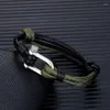 Charm Armbänder MKENDN Hohe Qualität Schäkel Männer Frauen Leder Nautical Survival Paracord Armband Campaing Sport Haken Schmuck342V