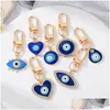 Key Rings Gold Turkish Evil Eye Keychain Keyring Women Men Blue Enamel Lucky Bag Car Phone Charm Pendant Ring Drop Delivery Jewelry Dhosb