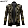 Men's Vintage Gold Embroidered Velvet Blazer England Style Plus Size Suit Jacket Singer Stage Performance Costume Bar DJ Tuxe276I