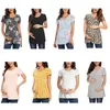 Umstandsoberteile T-Shirts Liu Qu Umstands-Tunika-Oberteile Schwangere Shirts Kurzarm-T-Shirt mit seitlichen Rüschen Schwangerschafts-Rundhals-T-Shirt Sommerkleidung 231006