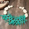 Chokers European US Creative Exaggerated Antler Chain Necklace for Women Round Beaded Resin Necklace Fashion Party Punk Jewelry Gifts 231006