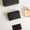 Mulheres de luxo moda designer sacos titular do cartão dobrável aba padrão clássico caviar pele carneiro preto mini bolsa para mulher com caixa