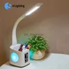 Table Lamps New LED Desk Lamp USB Charging Night Light Alarm Clock Thermometer Calendar 3-Level Dimmer Table Lamp With Pen Holder With Fan YQ231006