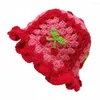 Berets Autumn Bucket Hat Knitted Handmade Cherry Crochet Hats For Women Cute Stylish Accessories Spring