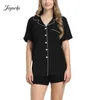 Joyaria conjuntos de pijama de verão manga curta de bambu pjs camisa de dormir calças de dormir para mulheres pijamas femininos y2004252499