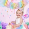 Autres fournitures de fête d'événement Baby First Rainbow Thème Anniversaire Chaise haute Tutu avec une bannière suspendue pour enfants Décorations de fête d'anniversaire Po Drops 231005