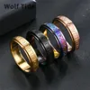 Hip Hop Punk Drehbarer Ring Herren Edelstahl Römische Digitalringe Graviert Vielseitiger Paarring Schwarzgold Herren Großhandel Verlobung Gothic Schmuck Bijoux