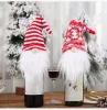 Nya juldekorationer vin täcker vinflaskdekoration stickad hatt skog gammal man vin set ansiktslös docka dhl