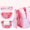 School Bags Cute Princess Style Children's Schoolbag Large Capacity Open Door Zipper Decompression Protection Ridge Waterproof Backpack 231006