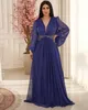Oct Aso Ebi Arabisch Royal Blue Chiffon Bruid kleedt een lijn kant -avond prom Formal Party Birthday Celebrity Moeder van bruidegradenjurken jurk ZJ