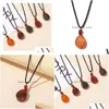 Pendant Necklaces Red Agate Natural Stone Flat Water Drop Charms Necklace For Women Men Rope Chain Jewelry Gift Delivery Pendants Dh5Ch