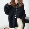 Женская вязаная футболка, свитер, кардиграмма, кардиган с пуговицами для отдыха, женское осенне-зимнее свободное однобортное пальто 231006