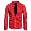 Men s Leather Faux Mens Jacket Spring Autumn Men Diamond Design Stand Collar Zipper Male Casual Fashion Streetwear Coats 231005