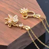 Hanger Kettingen KIOOZOL 316L Roestvrij Staal Goud Kleur Spinner Bloemen Ketting Voor Vrouwen Zirconia Sieraden Gift Vriendin 005 KO6