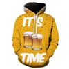 Hoodies masculinos 3D impresso legal cerveja moletom moda mulheres homens streetwear menino adolescente hip-hop pulôver casaco com capuz