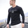 Casual Long Sleeve Cotton T-Shirt Men Gym Fitness Workout Skinny T Shirt Manlig tryck TEE TOPS Autumn Running Sport Brand Clothing C287E