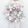 Other Event Party Supplies Ornament Pink Christmas Balls Decor Wreath Artificial Plants Rattan Garland Windows For el Shop 55cm Holiday Door Decoration 231005