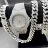 Chains Luxury Iced Out Watch Necklaces Bracelet Mens Hip Hop Jewelry Set Miama Cuban Link Chain Choker Blinged Gold Watches302E
