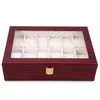 Whole-2016 Nuovo 12 Grid Wood Watch Display Box Case Trasparente Lucernario Confezione regalo Collezioni di gioielli Display Case287l