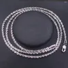 Chains Real 18K White Gold Chain For Women Men 2mm Twist Rope Link 20inch Length 6-6.1g