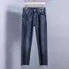 Nowe spodnie dżinsowe spodni męskie spodnie rozciągnij jesień zima haftowane blisko dżins