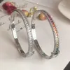 Bangle WPB Avancerad färgglada zirkon Bangles Kvinnor Rainbow Bangles Platinum Platerade kvinnliga lyxsmycken Bright Design Girl Gift Party 231005