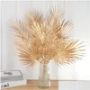 Flores decorativas grinaldas artificial planta de ouro dourado plam árvore folhas arranjo falso po adereços festa de aniversário de natal decoração de casa dh8vq