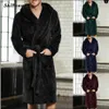 Peignoir Long en flanelle de soie pour homme, vêtement chaud, Kimono, vêtements de maison, Robe de nuit, nouvelle collection hiver 2020, Bathrobes186O