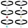 Pendant Necklaces Fashion Sexy Black Velvet Chokers Punk Style Statement Crystal Love Hearts Necklace For Women Party Jewelry Y08E