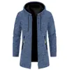 Men Hooded Sweaters Warm Jacket Coats Oversize Sweatshirts Zipper Winter Solid Color Top Plush and Stand Collar Jacket Half High Neck Knitted Cardigan Sweater