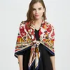 Шарфы Высококачественный шелковый шарф для женщин, китайский стиль, зодиакальный принт, пашмина, шаль большого размера, квадратная бандана, платок с цветочным принтом, пляжный291р