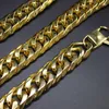 Kedjor 19mm bredt rostfritt stål Curb Cuban Link Chain Halsband för pojkar manlig grossist guldfärg män charm smycken