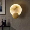Настенный светильник в скандинавском стиле, круглый мрамор, светодиодный современный простой латунь/железо, креативный светильник для гостиной, спальни, коридора, прохода, бра